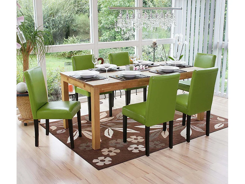 Set 6x sedie Littau ecopelle opaca soggiorno cucina sala da pranzo 56x43x90cm verde piedi scuri