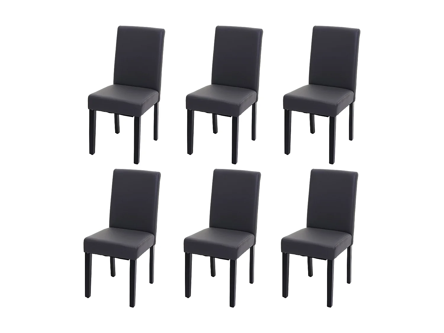 Juego de 6 sillas de comedor Littau de piel sintética,  polipiel, gris mate, patas oscuras
