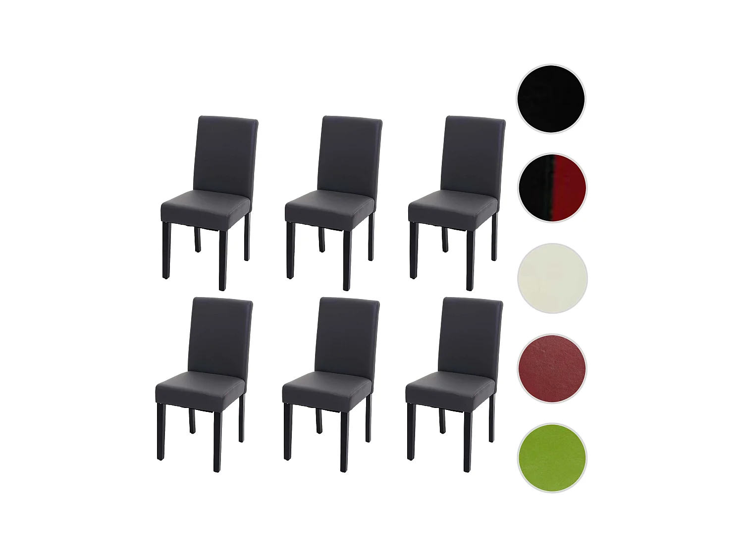 Juego de 6 sillas de comedor Littau de piel sintética,  polipiel, gris mate, patas oscuras