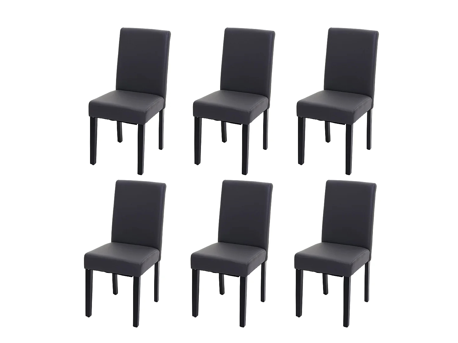Zestaw 6 krzeseł do jadalni Littau ze sztucznej skóry,  imitacja skóry, szary mat, ciemne nogi