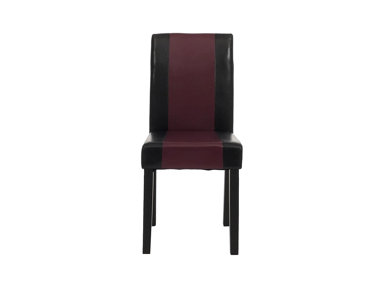 Juego de 6 sillas de comedor Littau de piel sintética,  polipiel, negro-rojo, patas oscuras