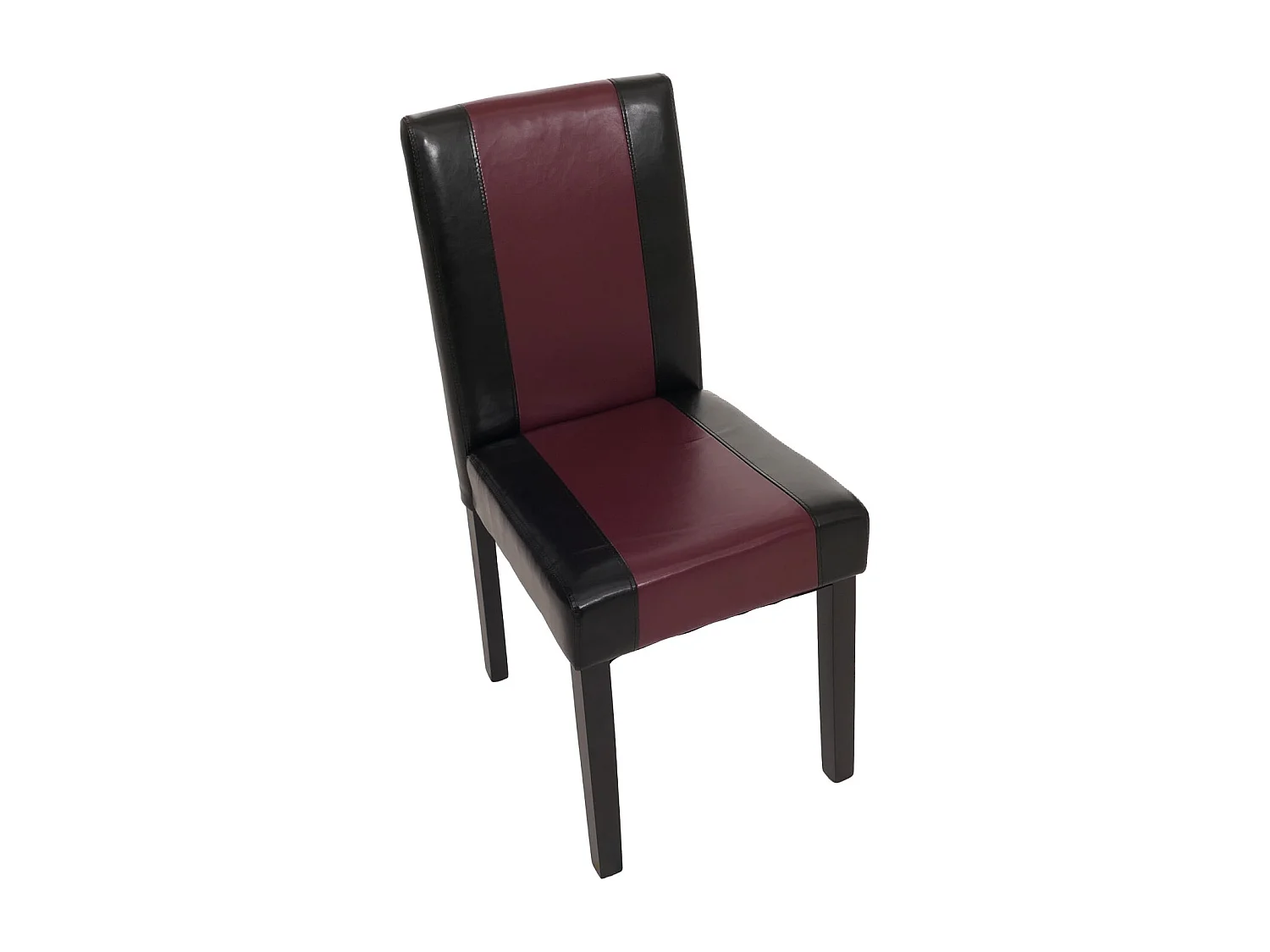 Juego de 6 sillas de comedor Littau de piel sintética,  polipiel, negro-rojo, patas oscuras