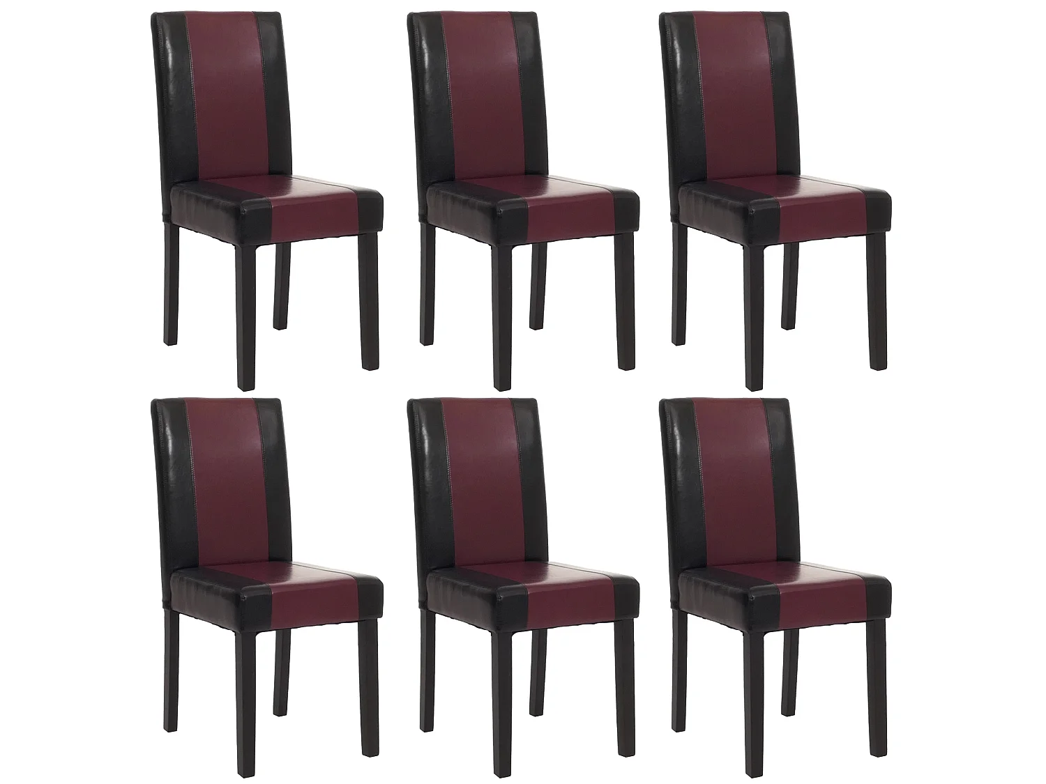 Eetkamerstoel Littau kunstleer 6-delige set,  kunstleer, zwart-rood, donkere poten