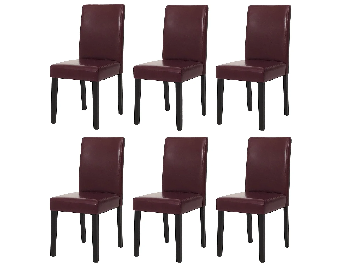Eetkamerstoel Littau kunstleer 6-delige set,  kunstleer, rood, donkere poten