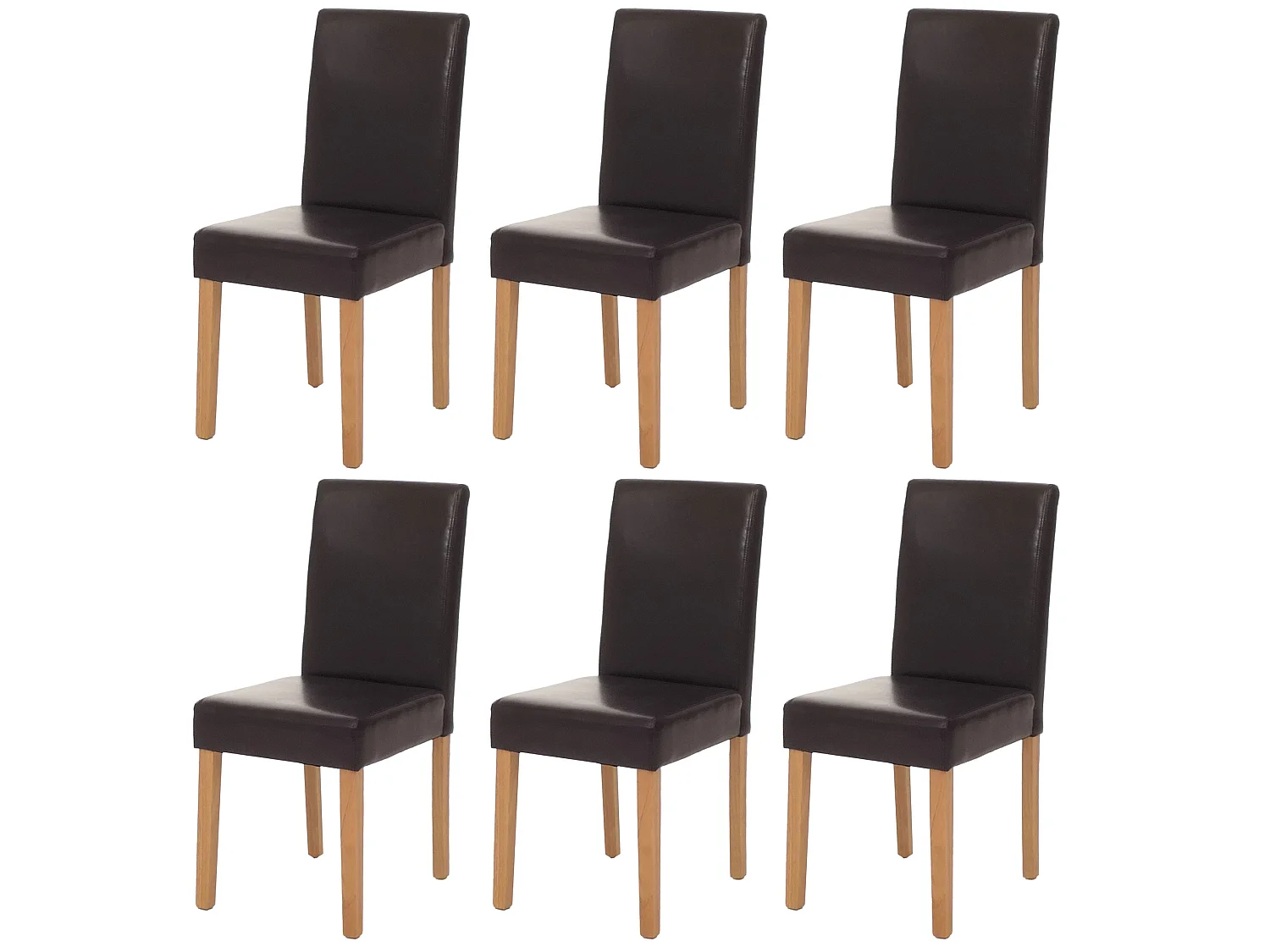 Littau Faux Leather Dining Chairs, Set of 6,  faux leather, brown, light-coloured legs