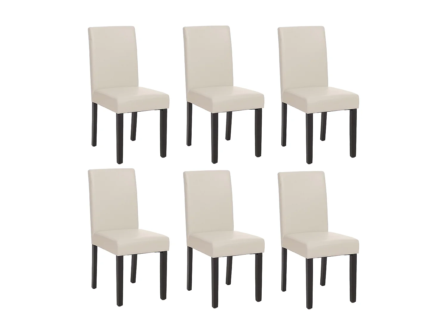 Juego de 6 sillas de comedor Littau de piel sintética,  polipiel, blanca, patas oscuras