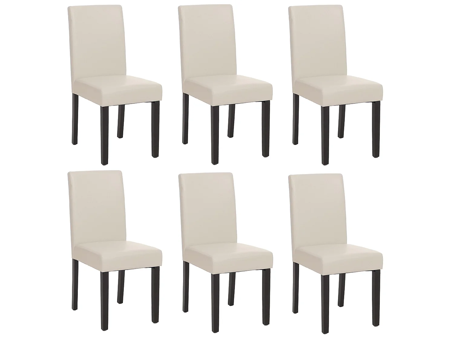 Chaise de salle à manger Littau similicuir (lot de 6),  simili-cuir, blanc, pieds foncés