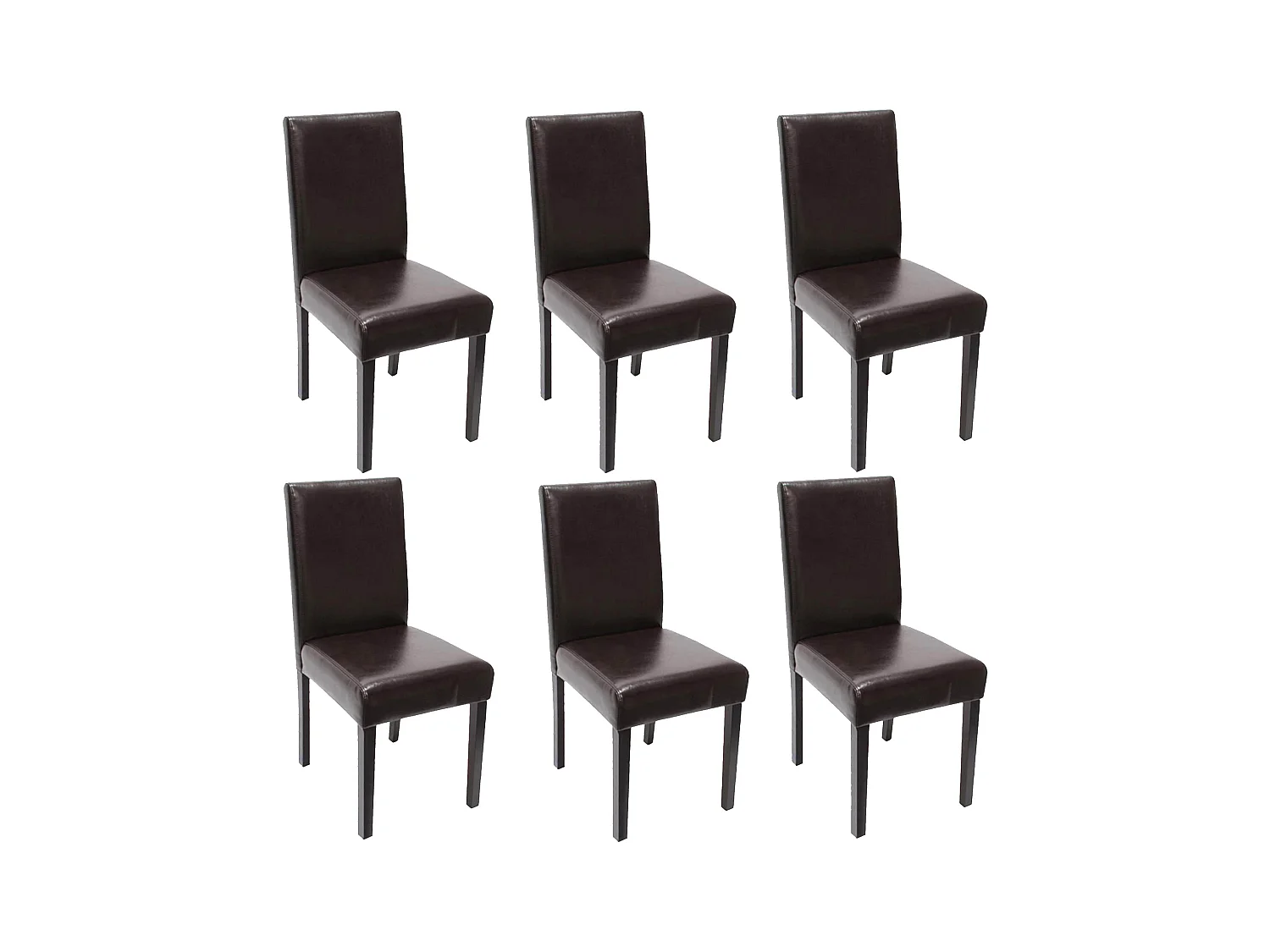 Chaise de salle à manger Littau similicuir (lot de 6),  simili-cuir, marron, pieds foncés