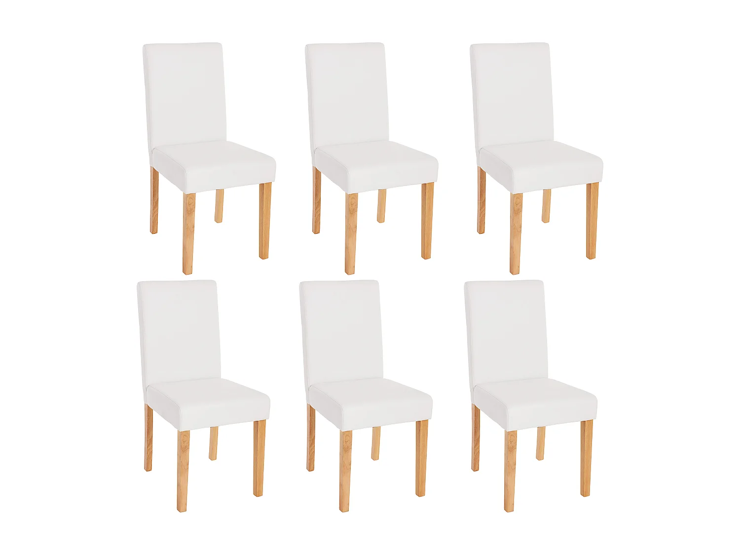 Esszimmerstuhl Littau Kunstleder 6er-Set, Kunstleder, weiß matt, helle Beine