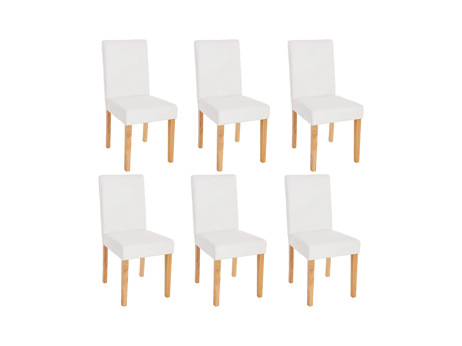 Esszimmerstuhl Littau Kunstleder 6er-Set, Kunstleder, weiß matt, helle Beine