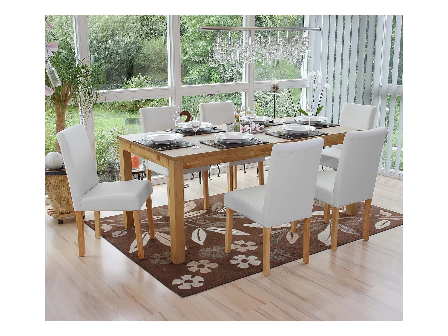 Chaise de salle à manger Littau similicuir (lot de 6),  simili-cuir, blanc mat, pieds clairs
