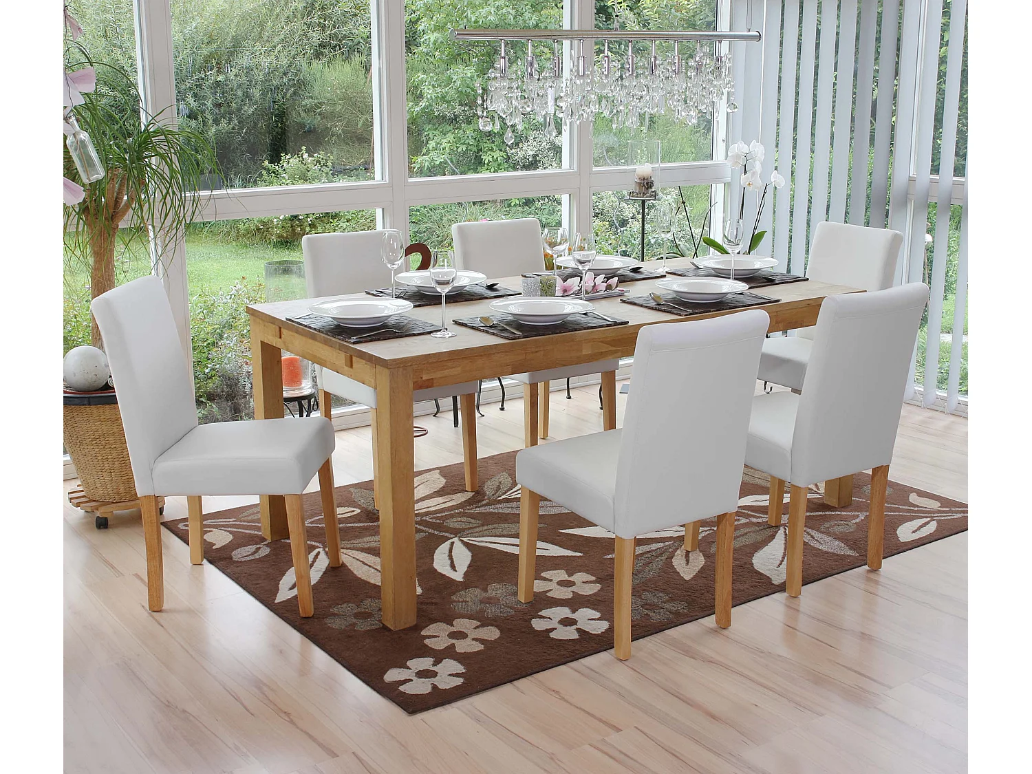 Zestaw 6 krzeseł do jadalni Littau ze sztucznej skóry,  imitacja skóry, matowy biały, jasne nogi