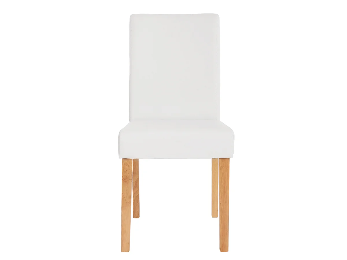 Eetkamerstoel Littau kunstleer 6-delige set,  kunstleer, mat wit, lichtgekleurde poten