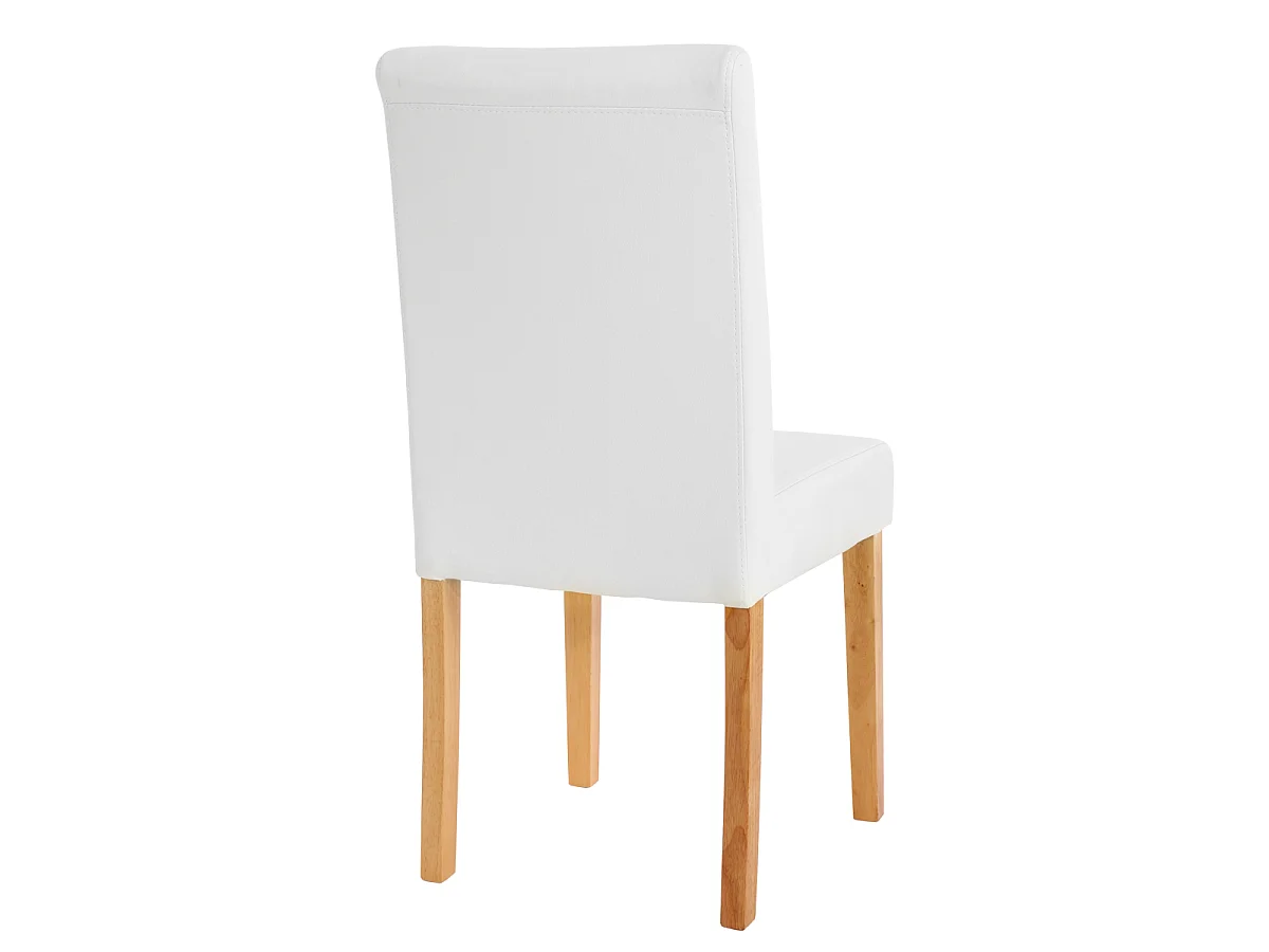 Eetkamerstoel Littau kunstleer 6-delige set,  kunstleer, mat wit, lichtgekleurde poten