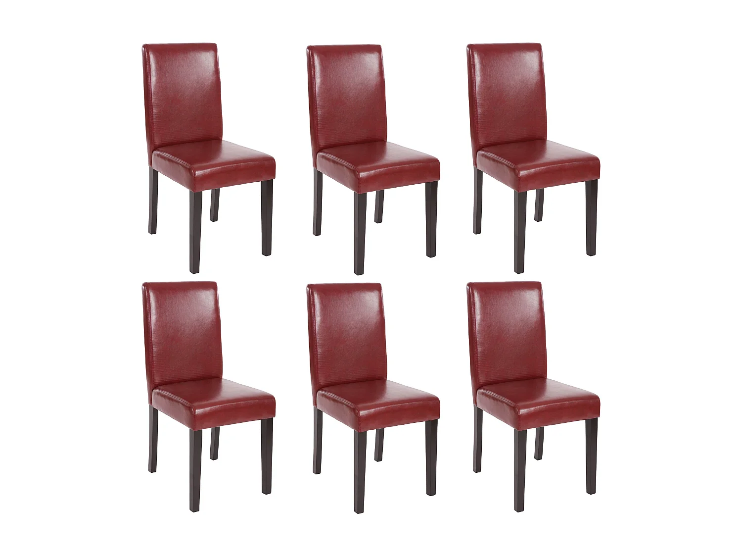 Chaise de salle à manger Littau similicuir (lot de 6),  simili-cuir, brun rouge, pieds foncés
