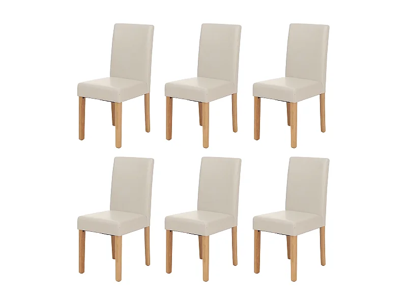 Conjunto de 6 cadeiras de jantar Littau em pele sintética,  imitação de couro, branco, pernas de cor clara