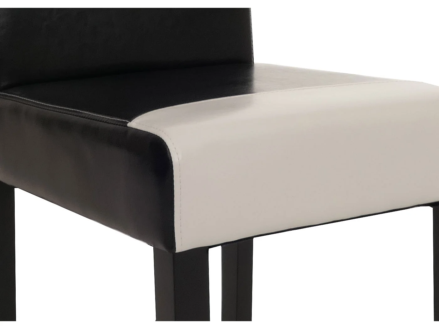 Juego de 6 sillas de comedor Littau de piel sintética,  polipiel, blanco y negro, patas oscuras