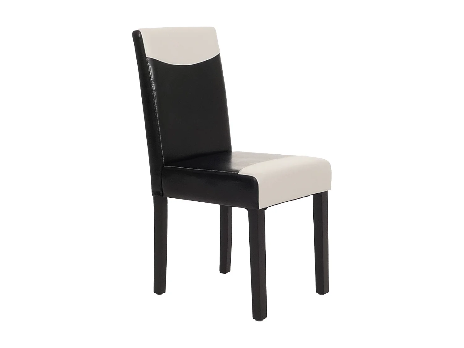 Juego de 6 sillas de comedor Littau de piel sintética,  polipiel, blanco y negro, patas oscuras