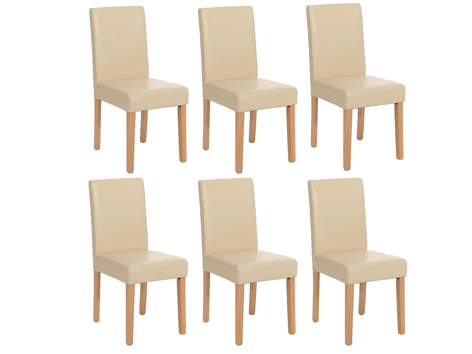 Eetkamerstoel Littau kunstleer 6-delige set,  kunstleer, crème, lichtgekleurde poten