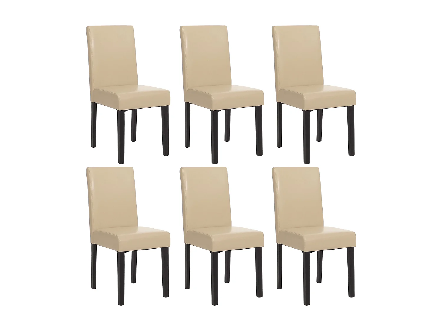 Chaise de salle à manger Littau similicuir (lot de 6),  simili-cuir, crème, pieds foncés