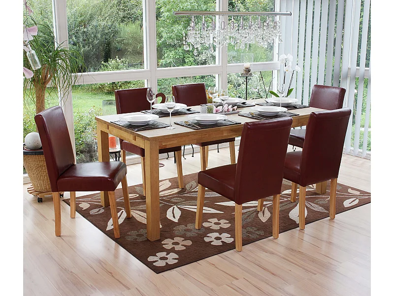 Chaise de salle à manger Littau similicuir (lot de 6),  simili-cuir, brun rouge, pieds clairs