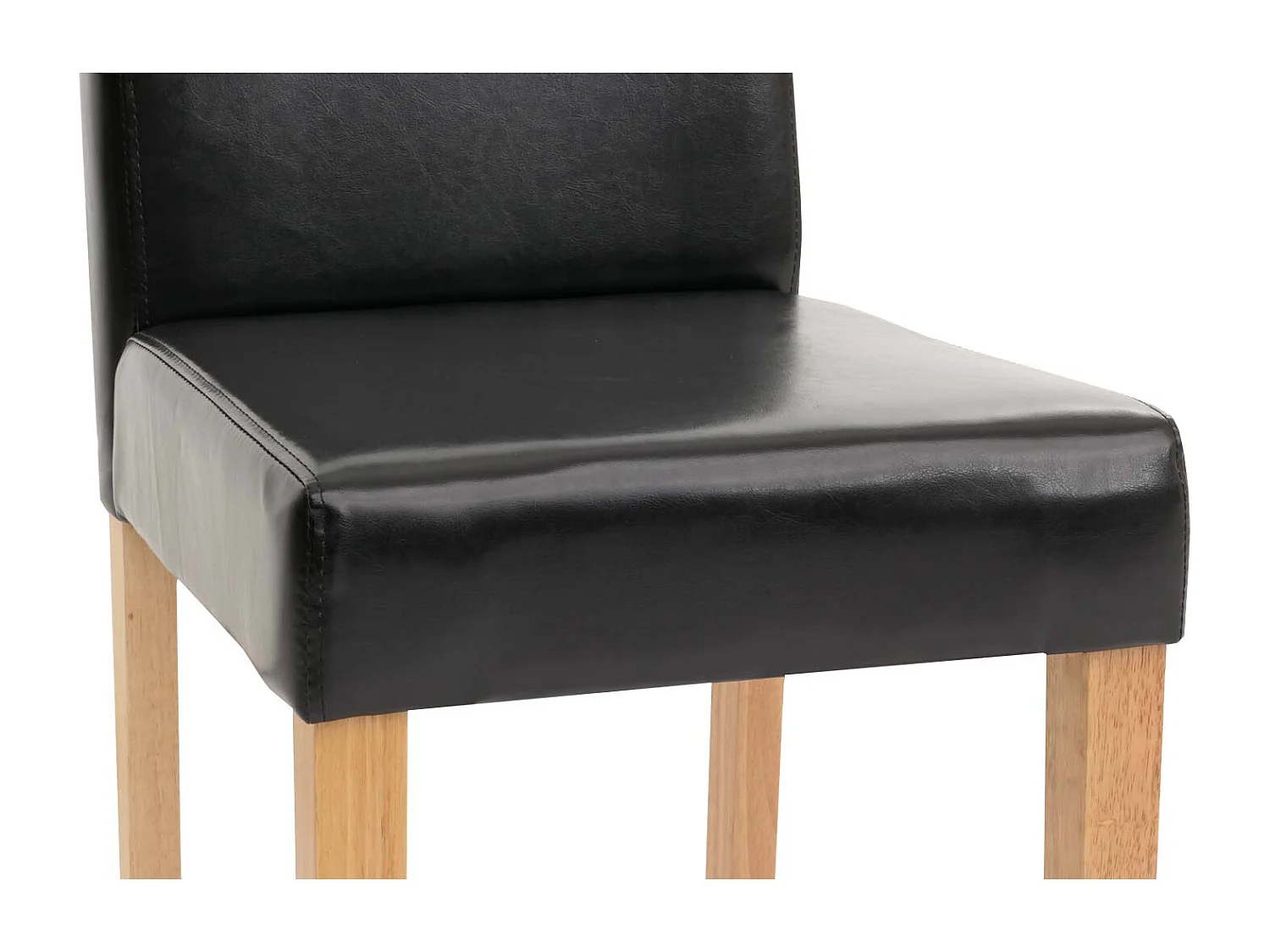 Juego de 6 sillas de comedor Littau de piel sintética,  polipiel, negra, patas claras