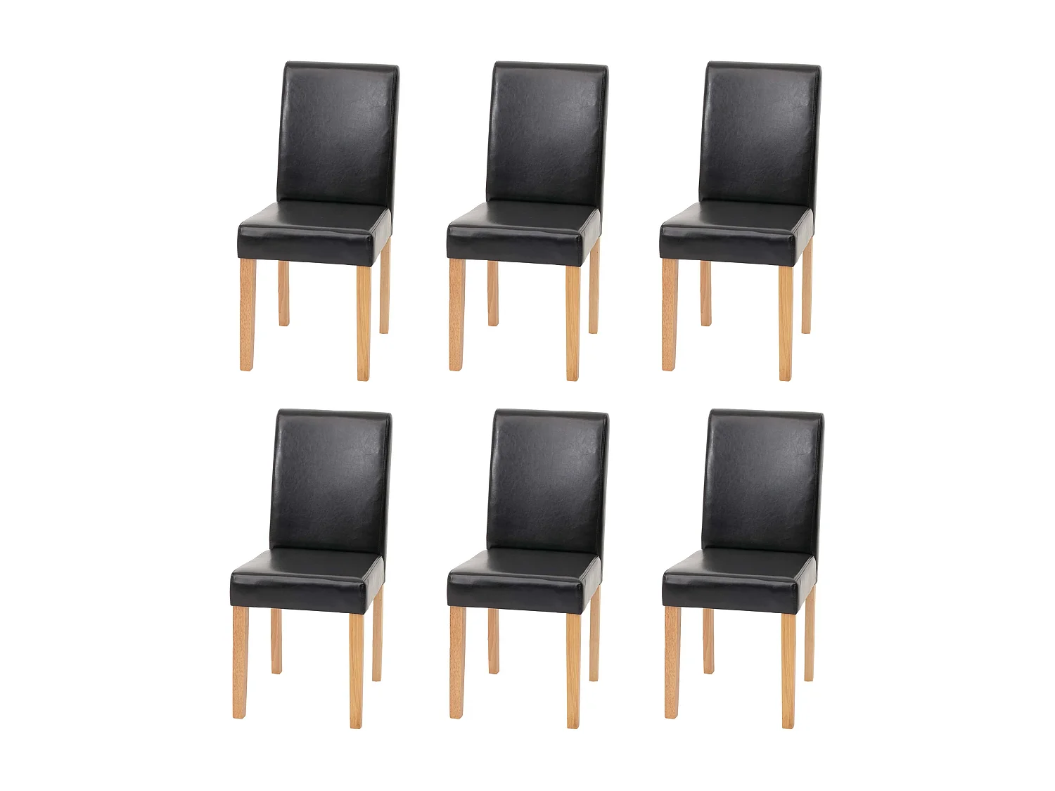 Chaise de salle à manger Littau similicuir (lot de 6),  simili-cuir, noir, pieds clairs