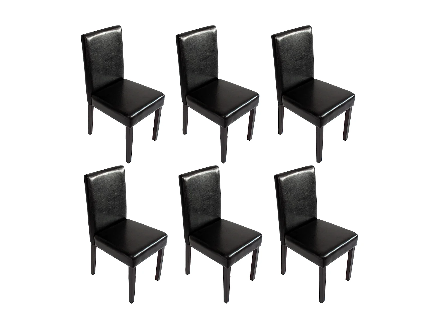 Zestaw 6 krzeseł do jadalni Littau ze sztucznej skóry,  imitacja skóry, czarny, ciemne nogi