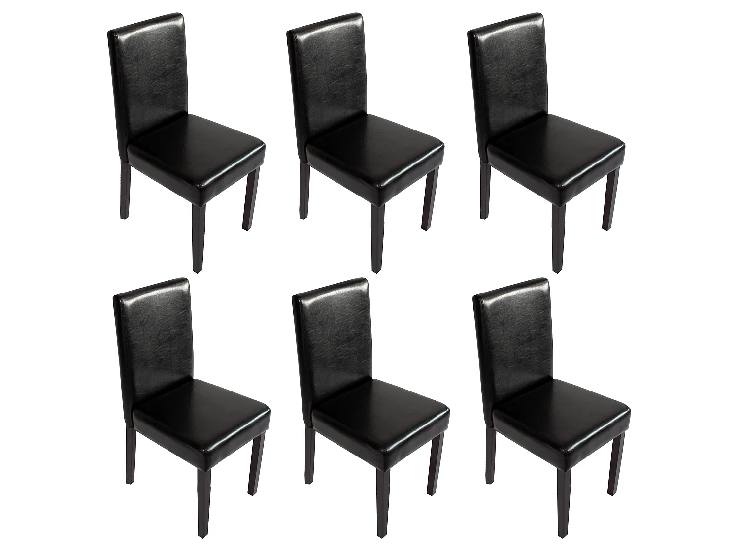 Chaise de salle à manger Littau similicuir (lot de 6),  simili-cuir, noir, pieds foncés