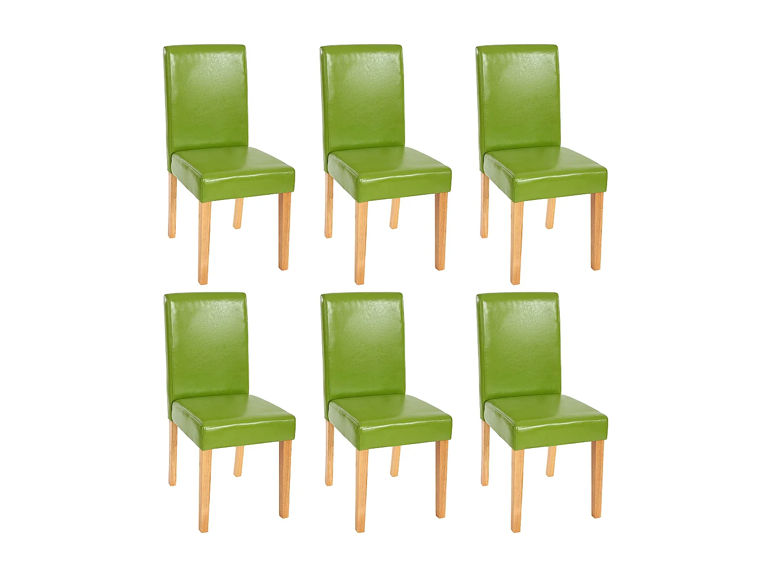 Conjunto de 6 cadeiras de jantar Littau em pele sintética,  imitação de pele, verde, pernas de cor clara