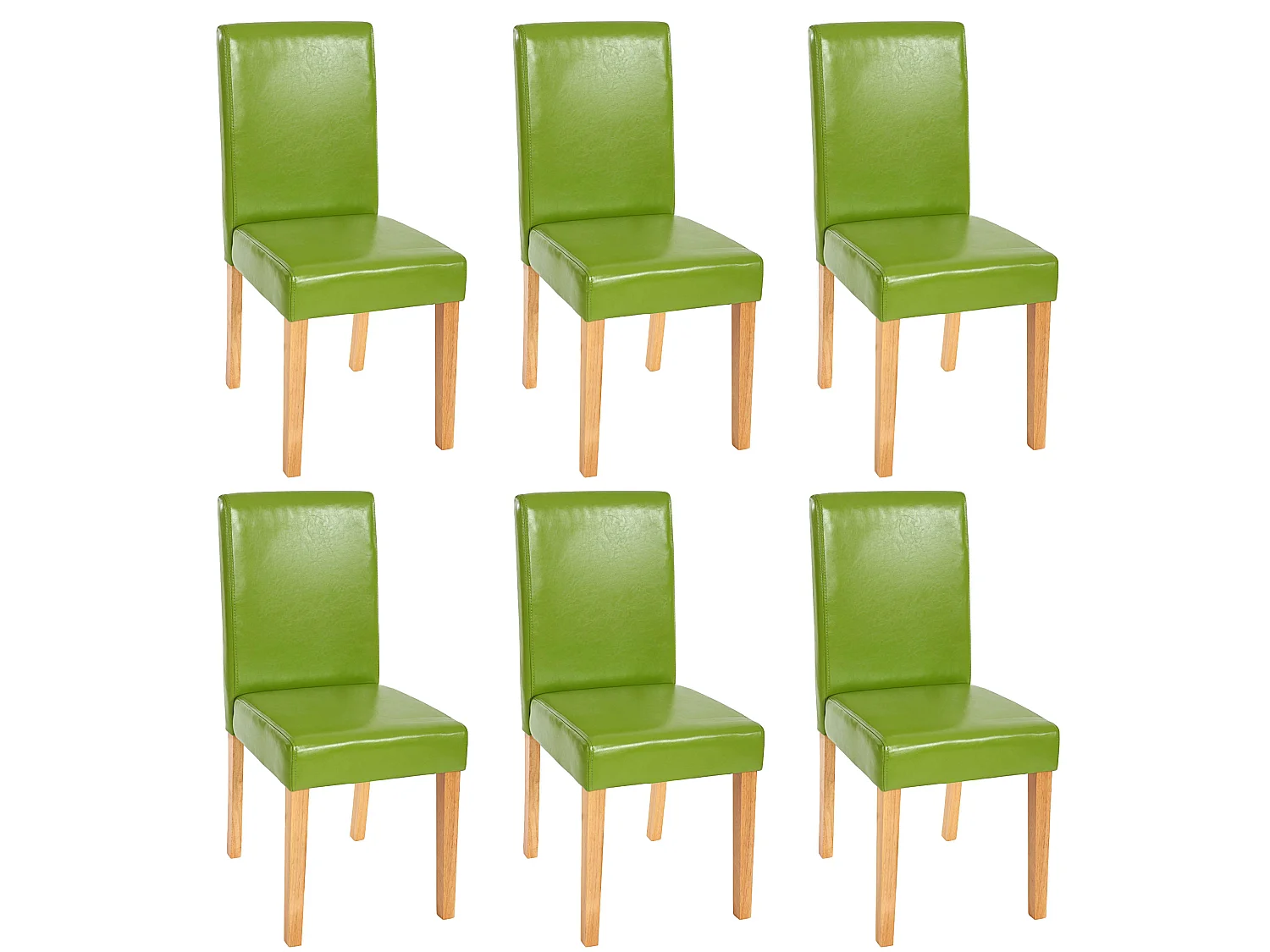 Chaise de salle à manger Littau similicuir (lot de 6),  simili-cuir, vert, pieds clairs