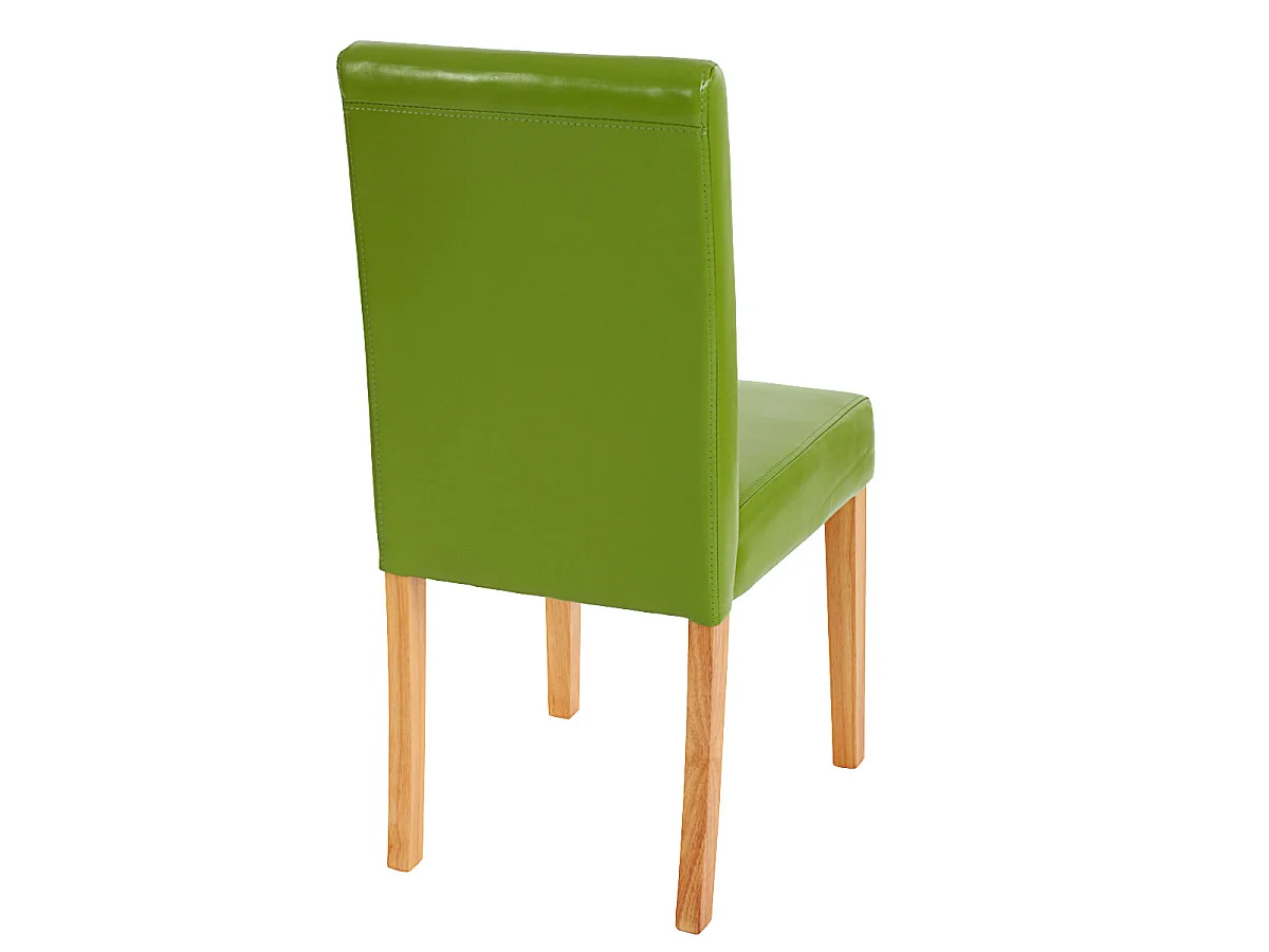 Chaise de salle à manger Littau similicuir (lot de 6),  simili-cuir, vert, pieds clairs