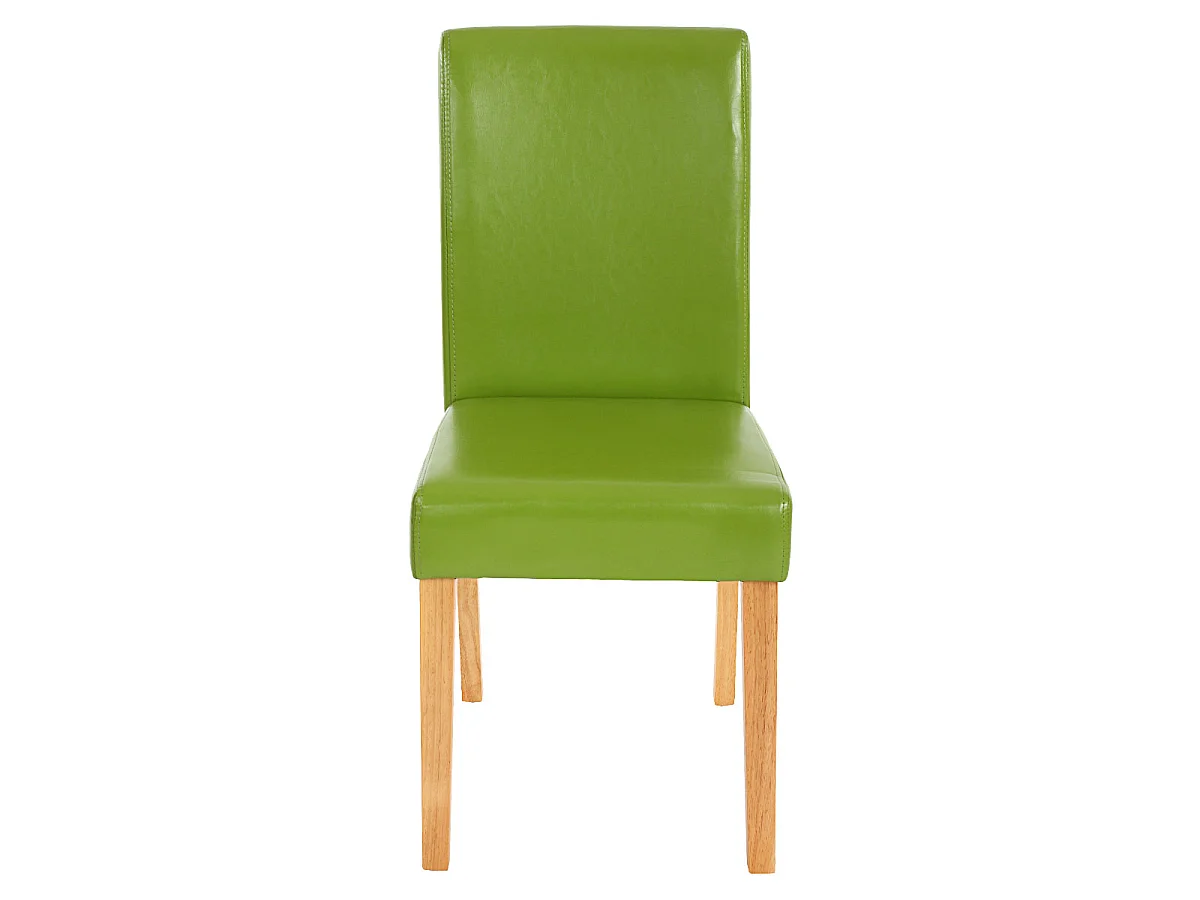 Chaise de salle à manger Littau similicuir (lot de 6),  simili-cuir, vert, pieds clairs