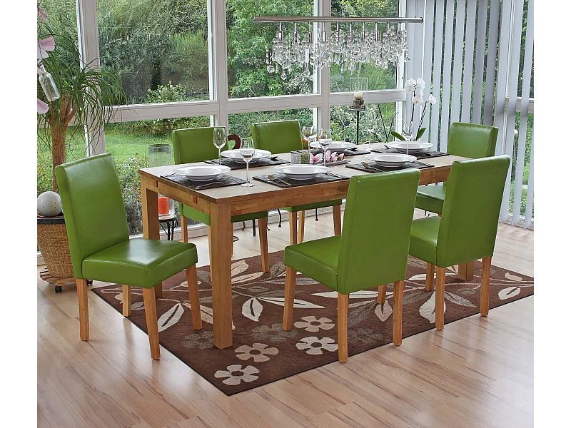 Set 6x sedie Littau ecopelle opaca soggiorno cucina sala da pranzo 56x43x90cm verde piedi chiari