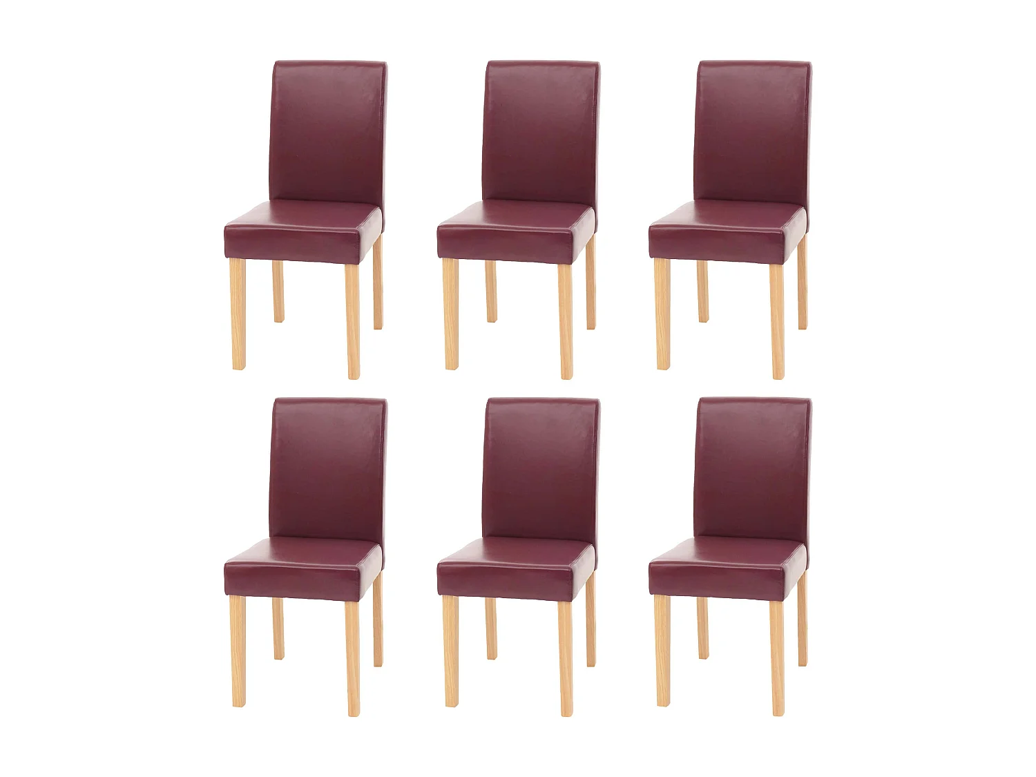 Esszimmerstuhl Littau Kunstleder 6er-Set, Kunstleder, rot, helle Beine