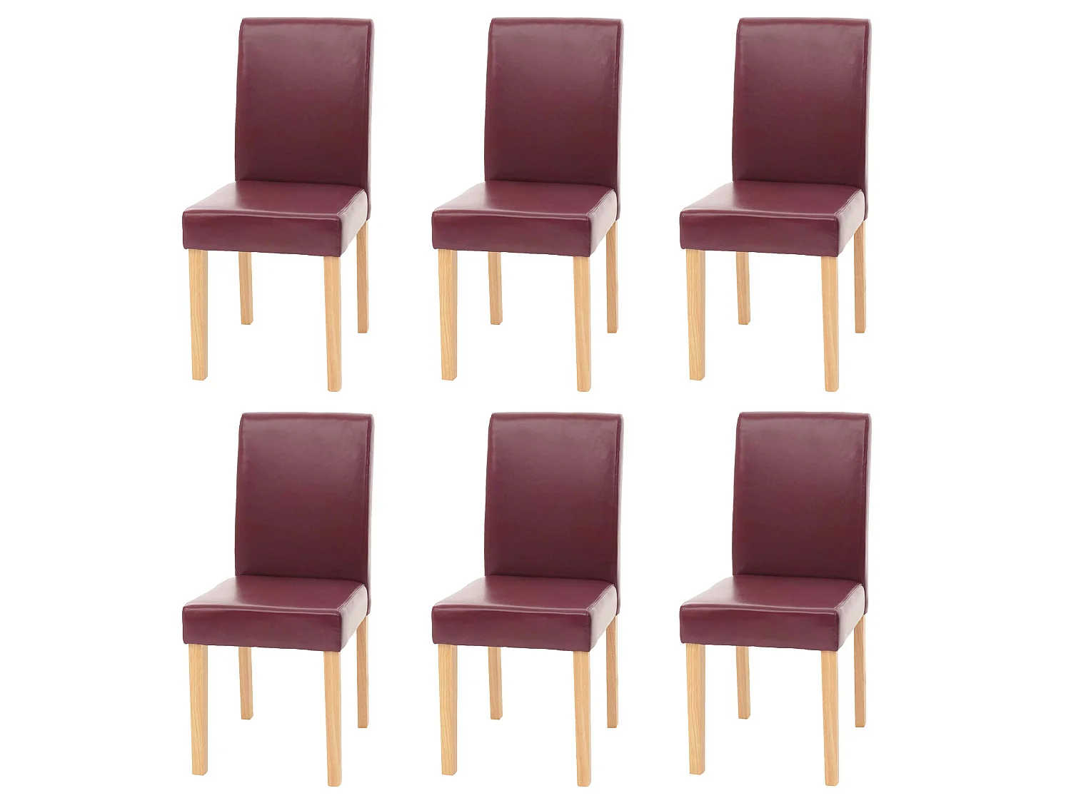 Esszimmerstuhl Littau Kunstleder 6er-Set, Kunstleder, rot, helle Beine