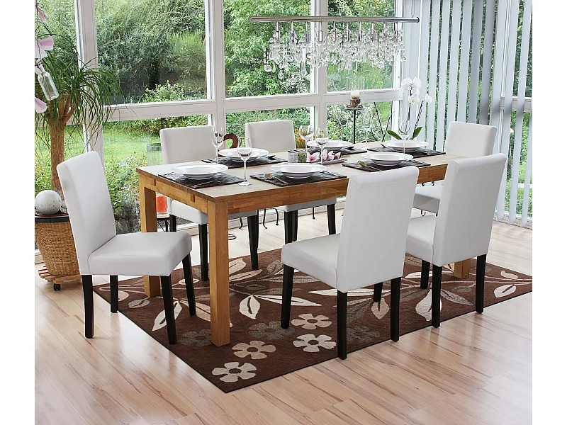 Set 6x sedie Littau ecopelle opaca soggiorno cucina sala da pranzo 56x43x90cm bianco piedi scuri