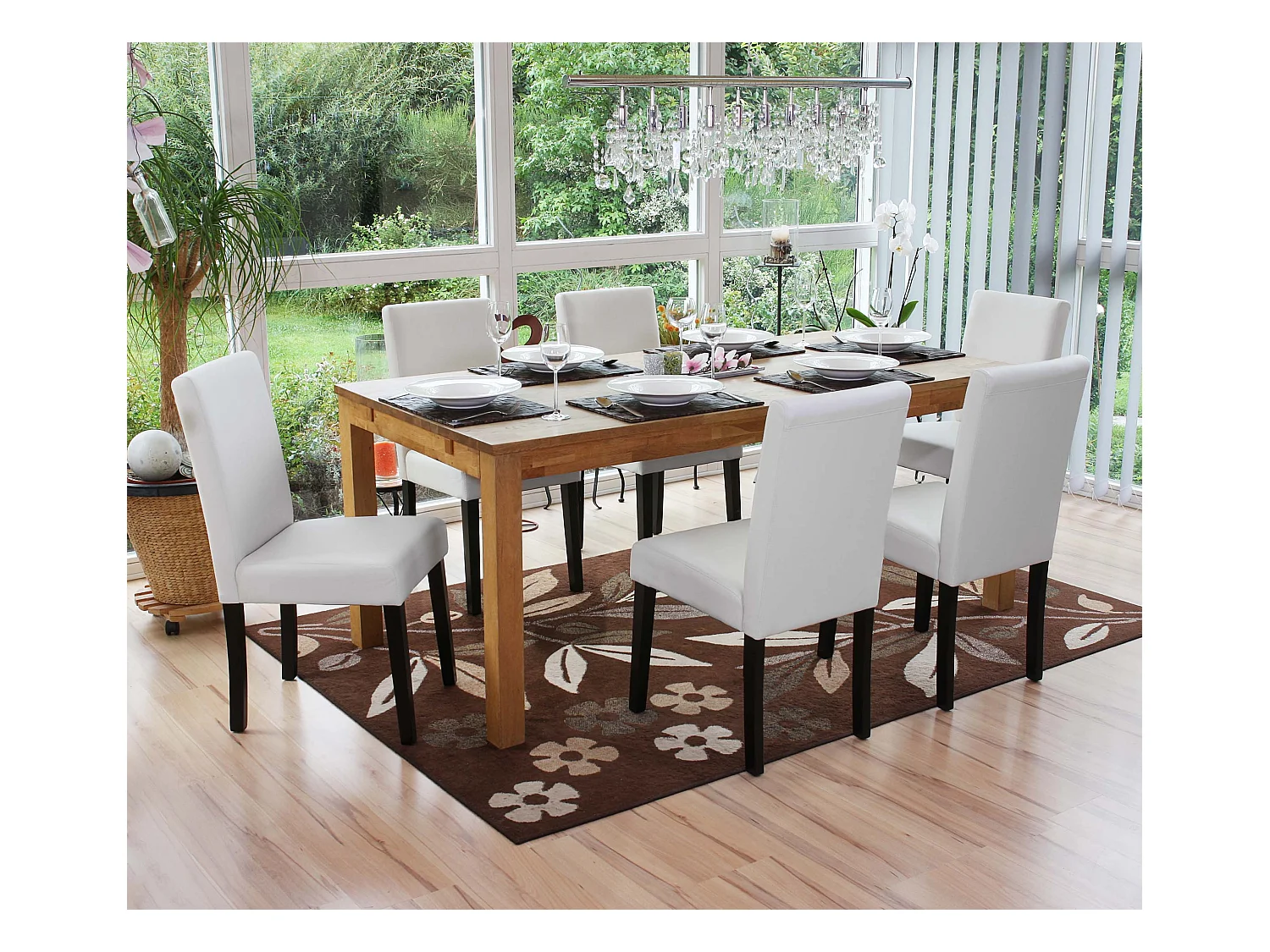 Chaise de salle à manger Littau similicuir (lot de 6),  simili-cuir, blanc mat, pieds foncés