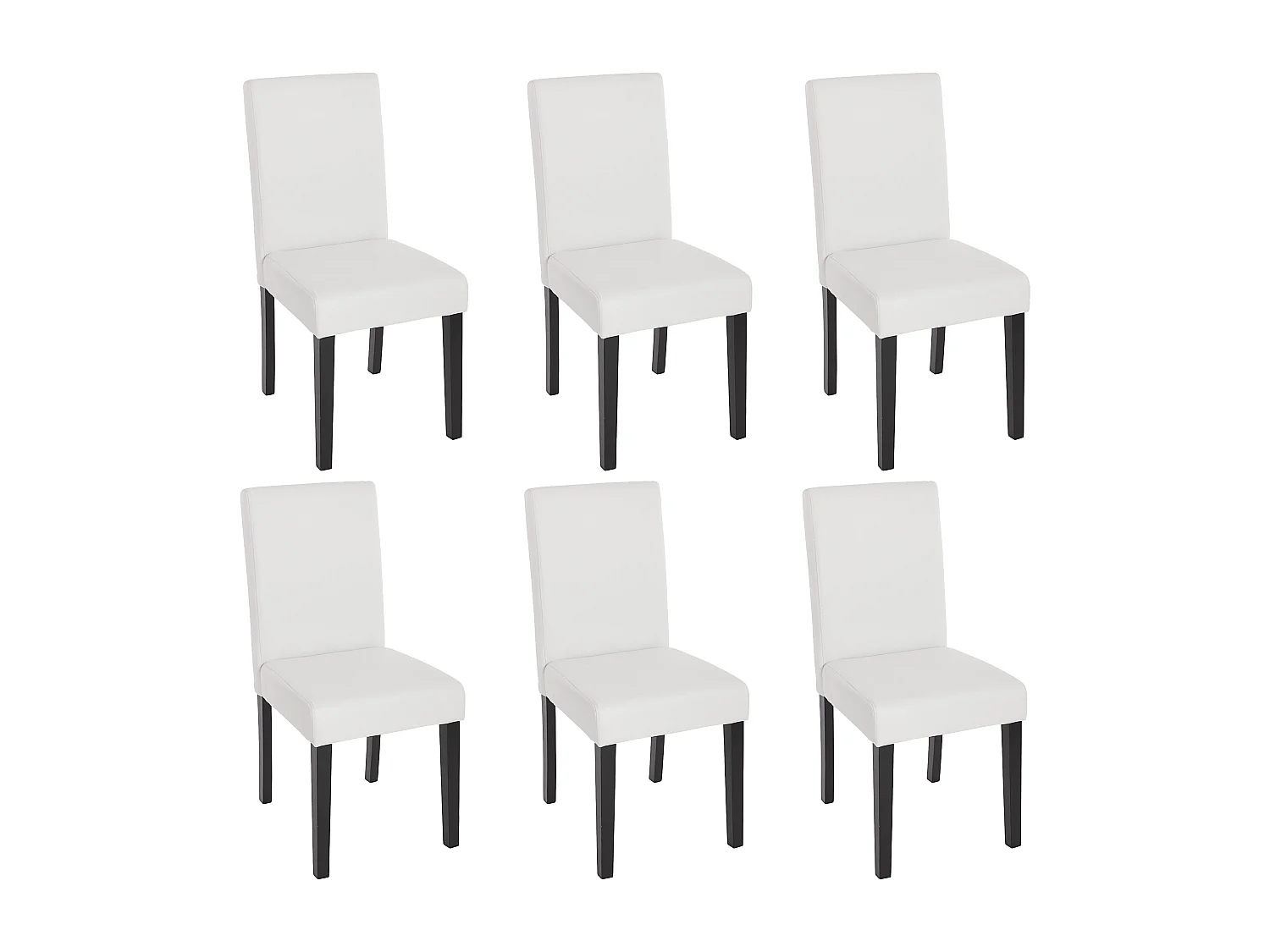 Chaise de salle à manger Littau similicuir (lot de 6),  simili-cuir, blanc mat, pieds foncés