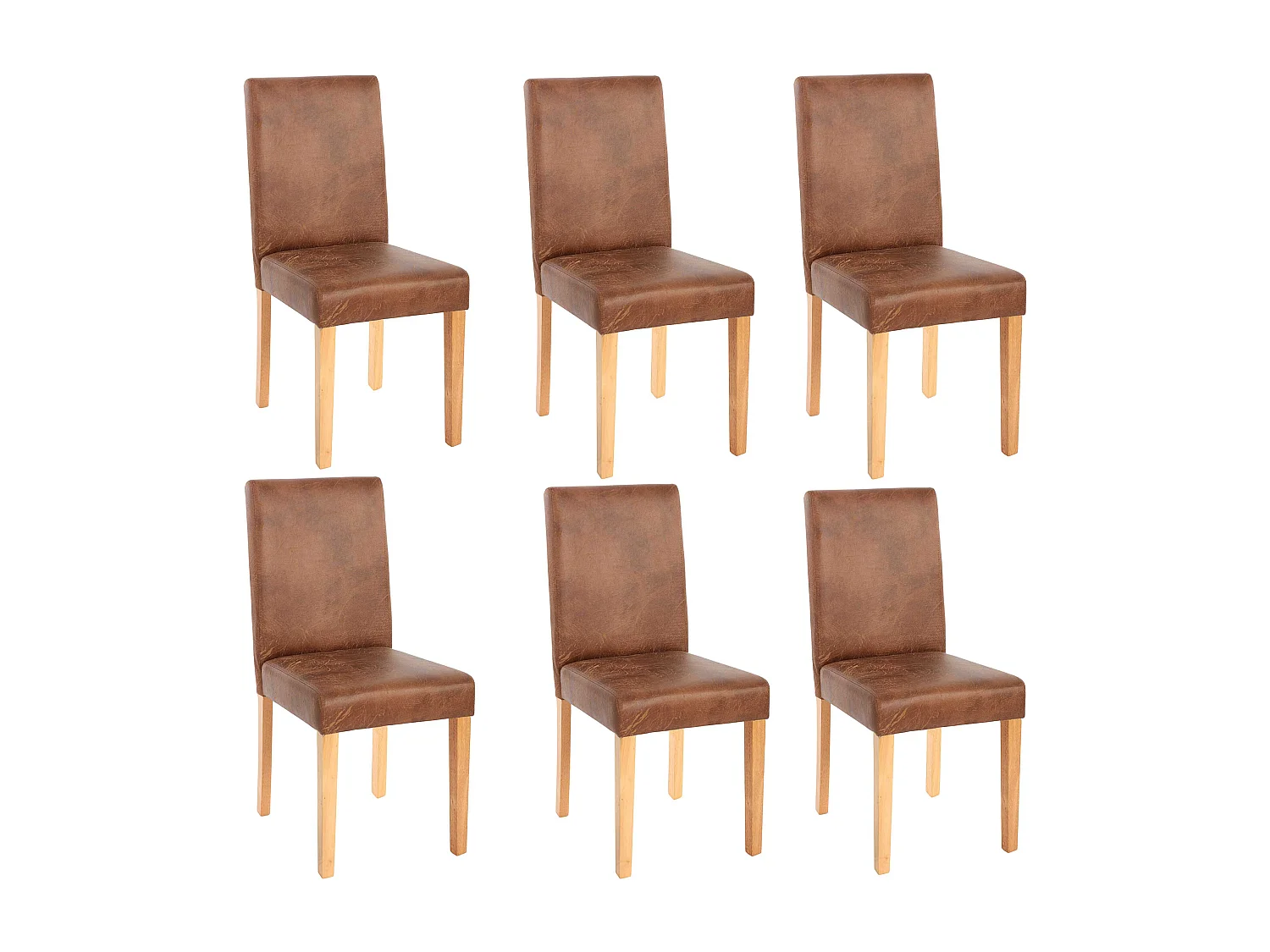 Conjunto de 6 cadeiras de jantar Littau em pele sintética,  têxtil, imitação de camurça, pernas de cor clara