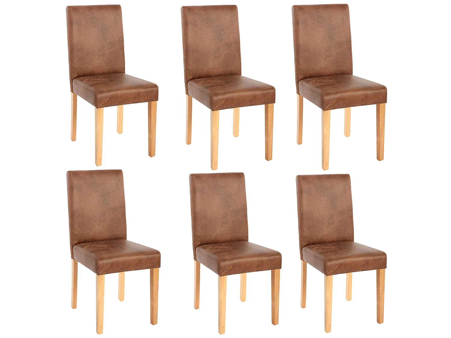 Chaise de salle à manger Littau similicuir (lot de 6), tissu - aspect daim / pieds clairs