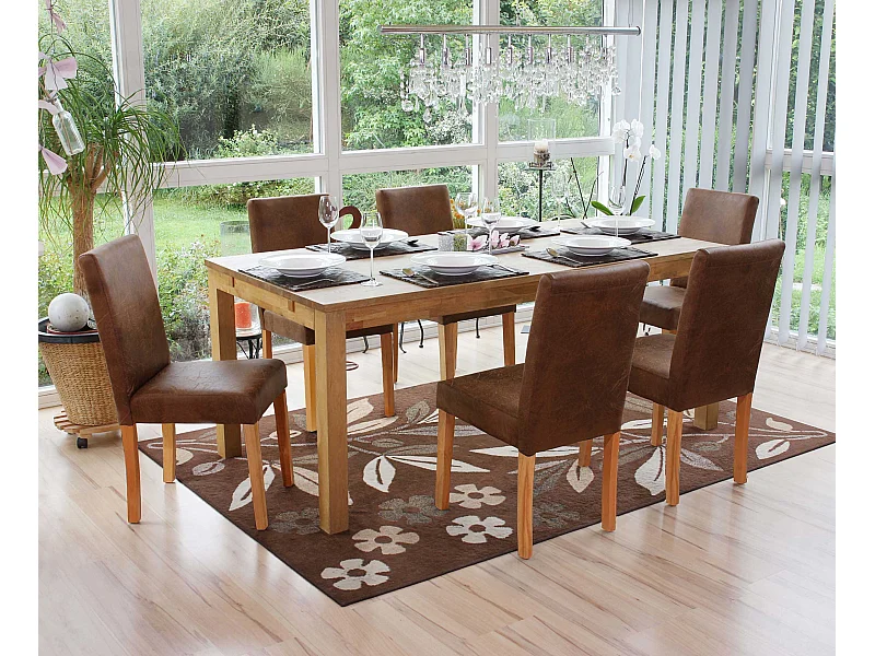 Chaise de salle à manger Littau similicuir (lot de 6), tissu - aspect daim / pieds clairs