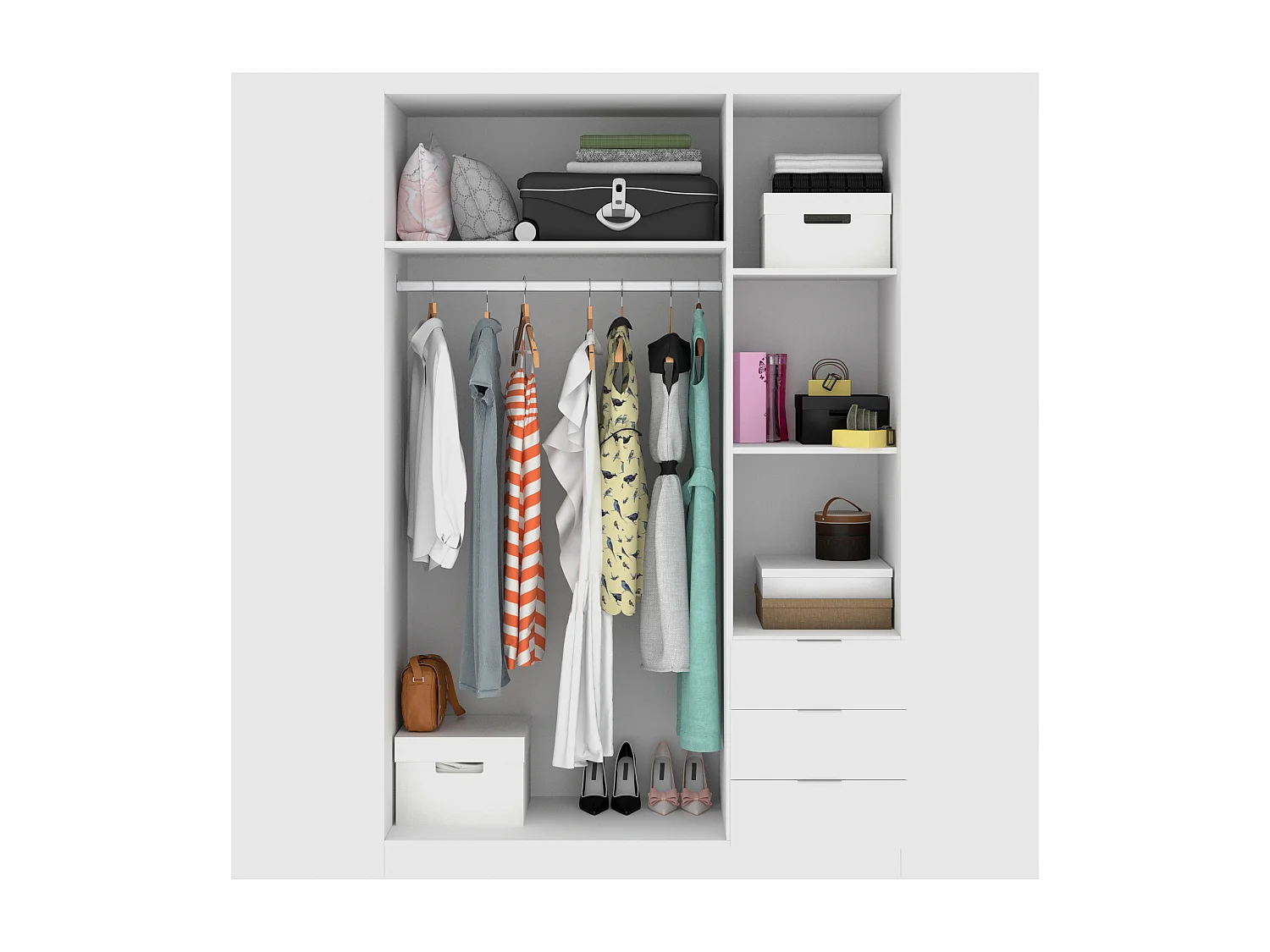 Roupeiro 3 portas e 3 gavetas C121 cm branco - LISTOWEL