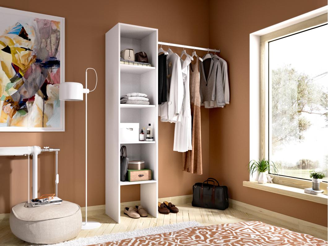 Dressing avec penderie murale - L137 cm - Blanc - GAETAN