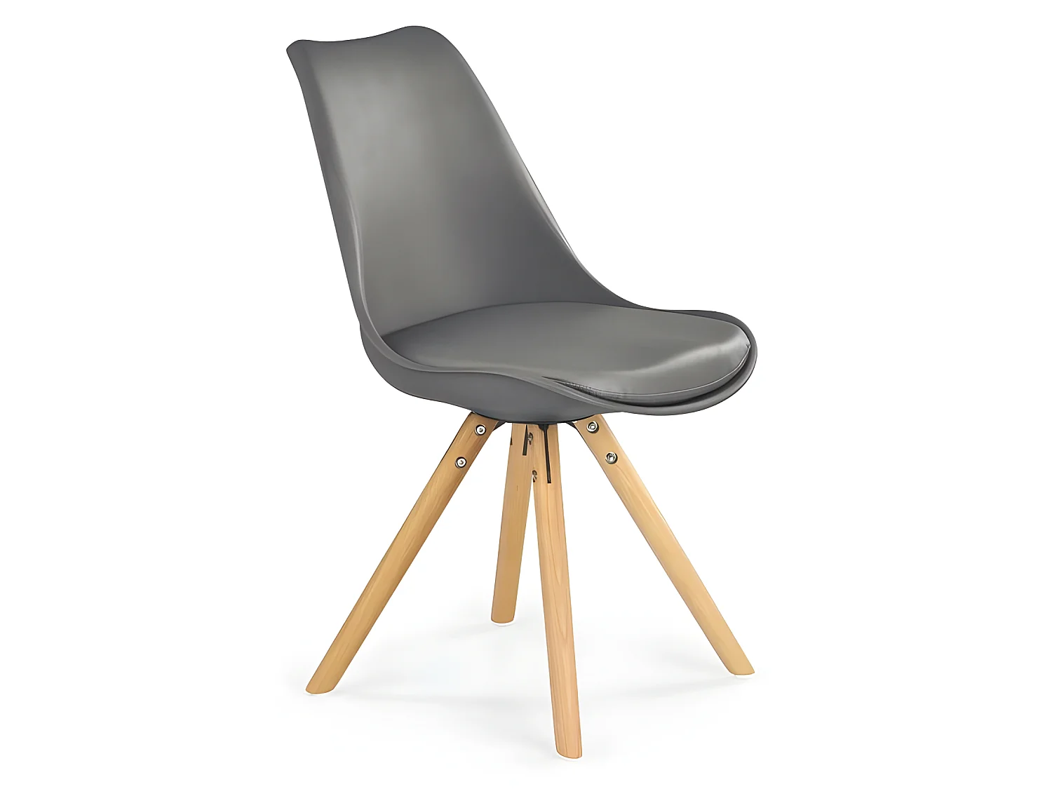 Sedia grigia in stile scandinavo con gambe in legno massiccio Malmo
