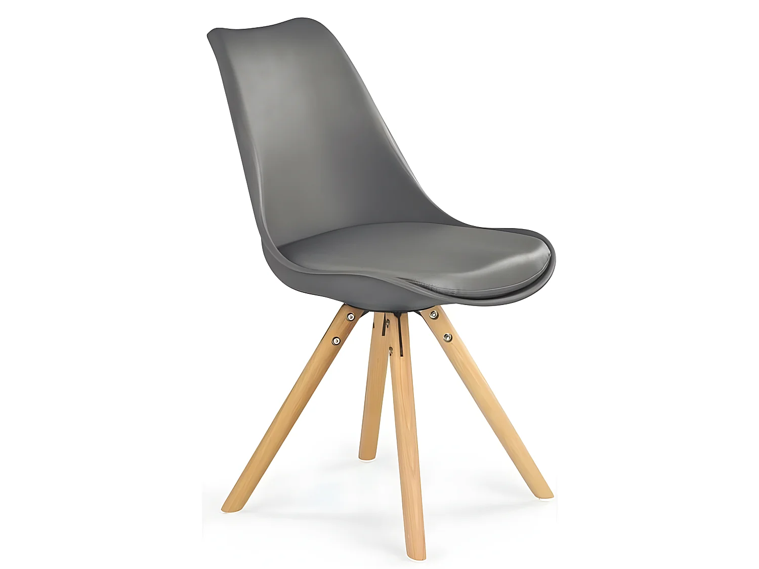 Sedia grigia in stile scandinavo con gambe in legno massiccio Malmo