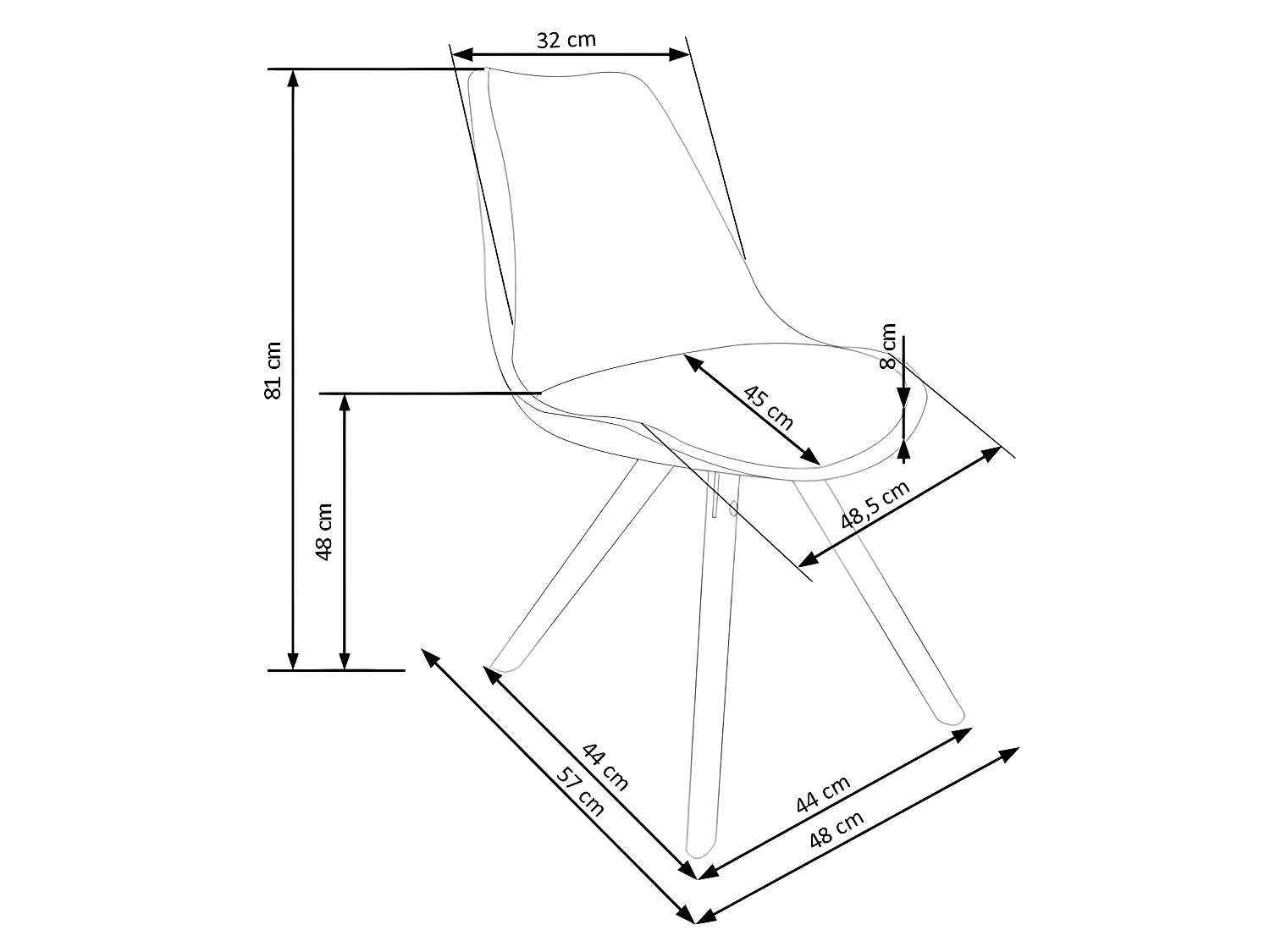Sedia grigia in stile scandinavo con gambe in legno massiccio Malmo