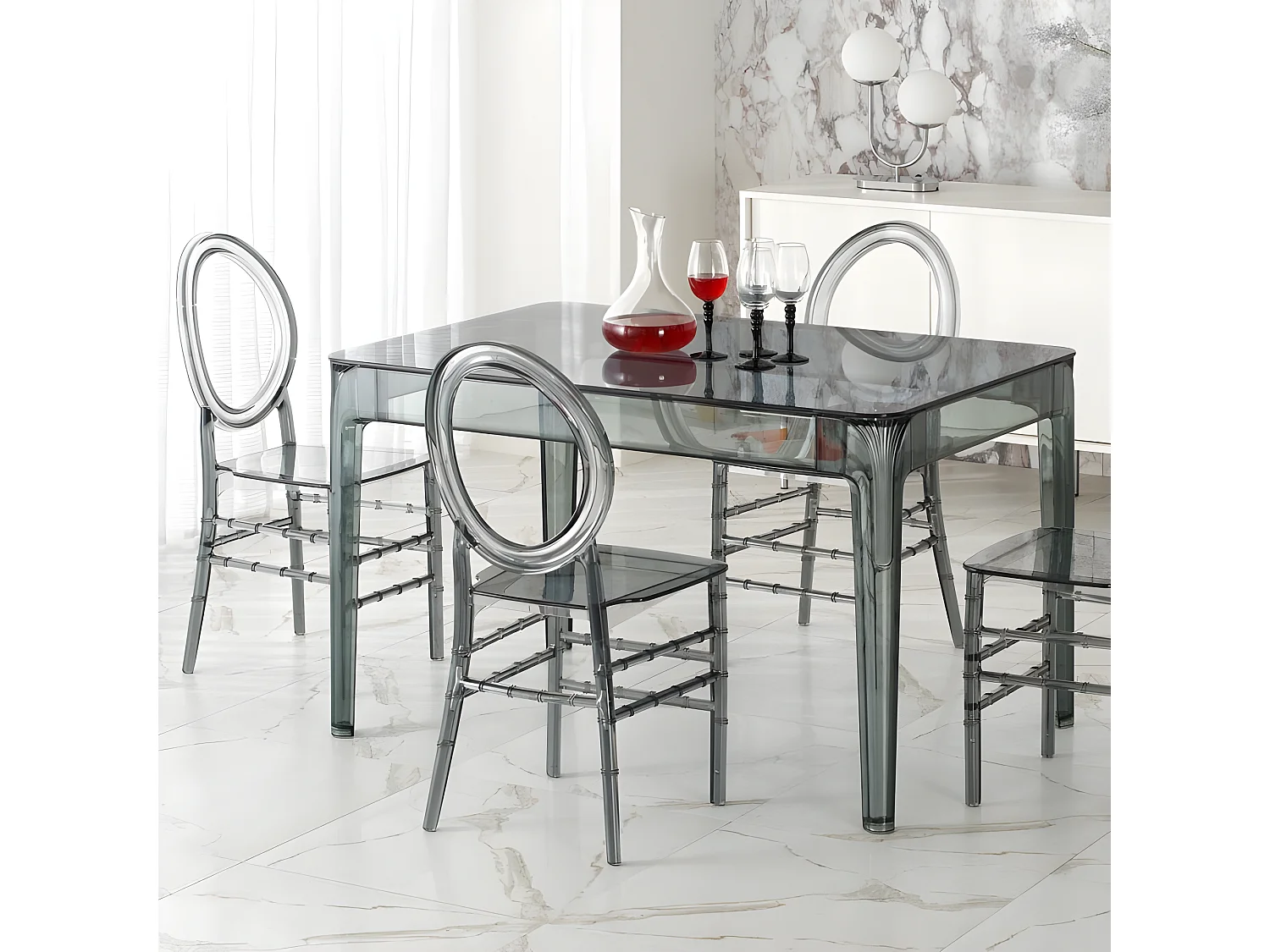 Chaise design polycarbonate gris fumé Swol