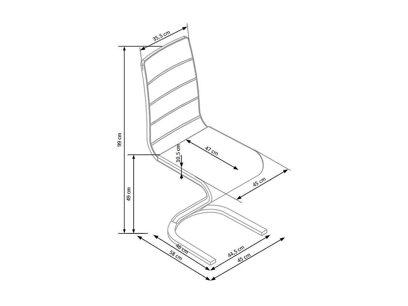 Chaise design noire et blanche pied U Horine