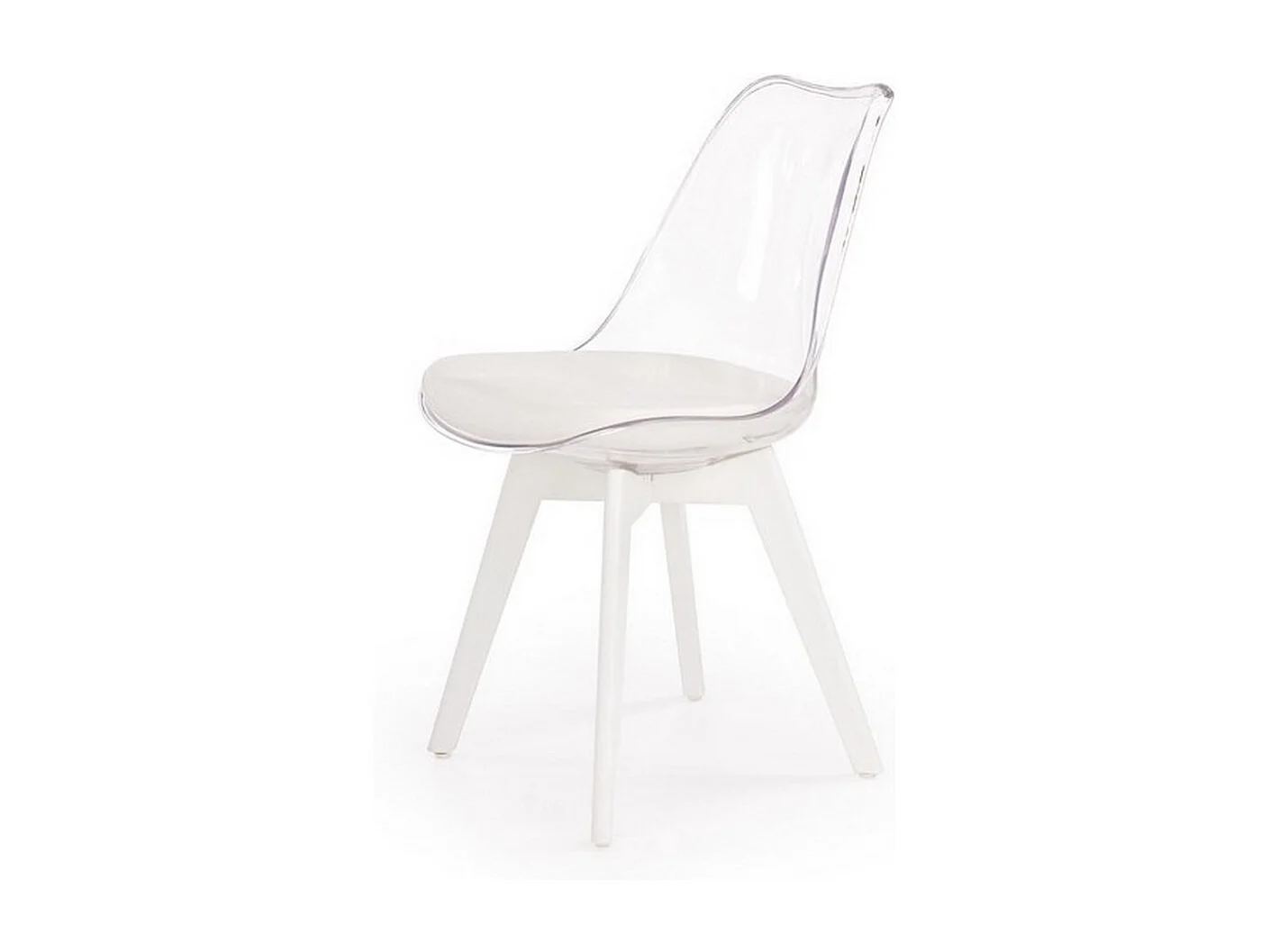 Chaise coque transparente pieds bois blanc Giggy